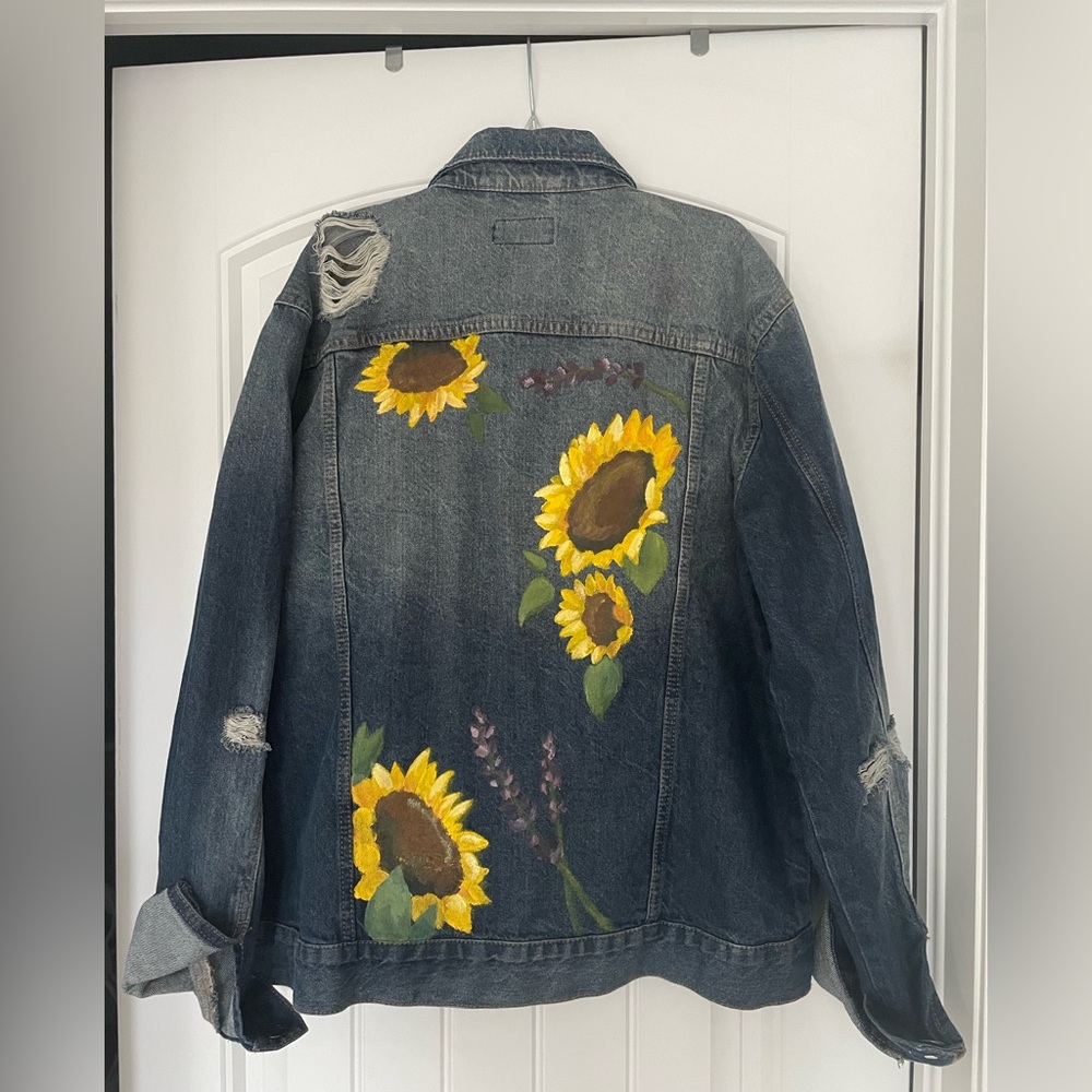 Sunflower Painted Jean Jacket